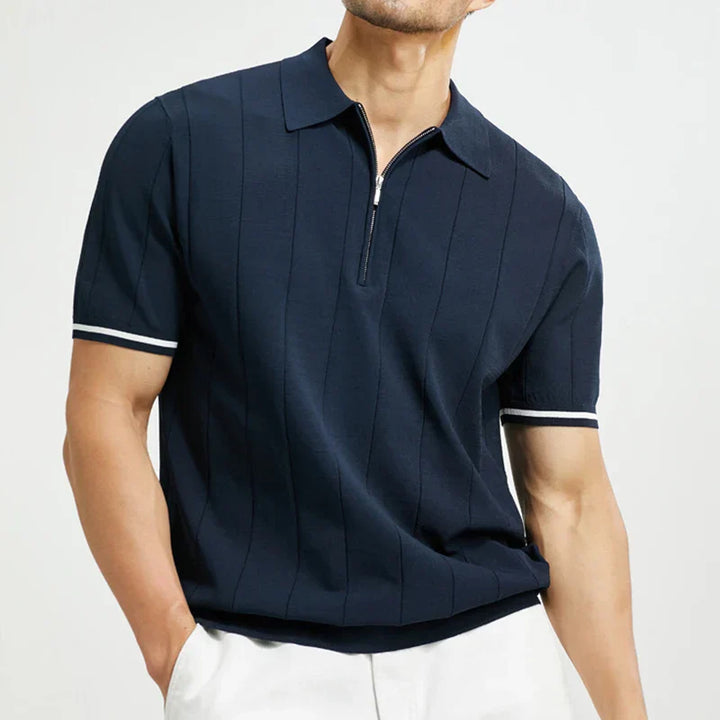 Men zip polo shirt short sleeve regular fit
