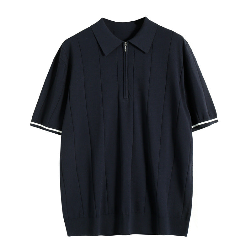 Men zip polo shirt short sleeve regular fit